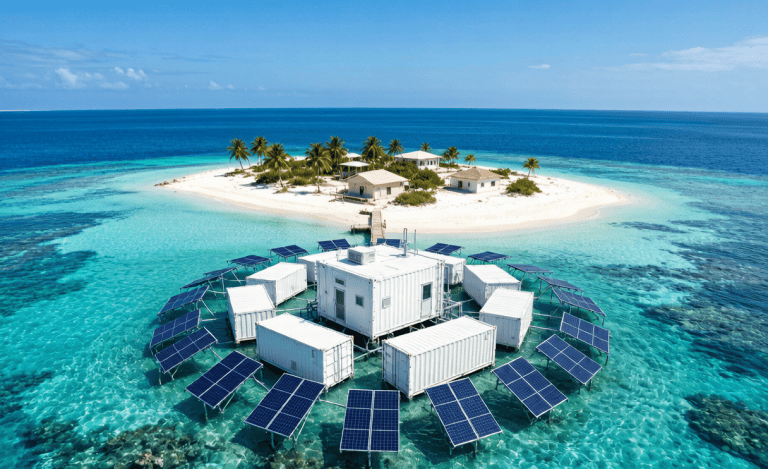 Saudi Red Sea island with hybrid solar-diesel microgrid system deployed