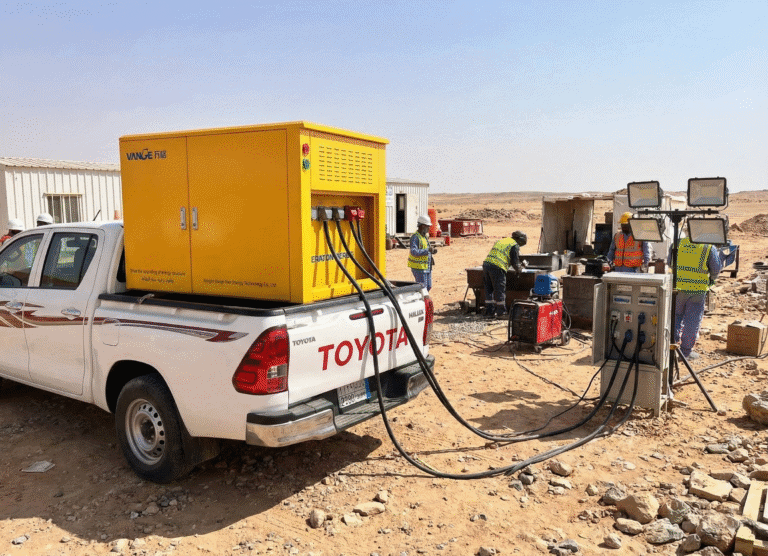 Mobile BESS loaded on pickup truck for transport